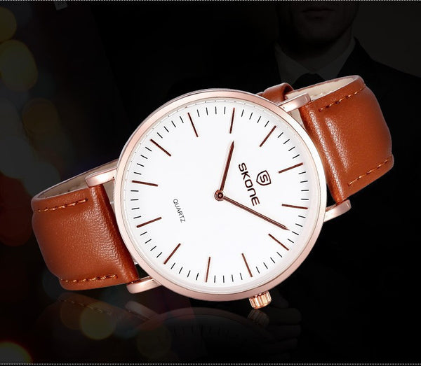 Big Sale On 2015 New Fashion Casual Wristwatch PU Leather Watches Men Luxury Brand Skone Quartz Watch