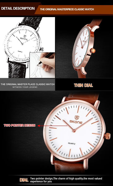 Big Sale On 2015 New Fashion Casual Wristwatch PU Leather Watches Men Luxury Brand Skone Quartz Watch