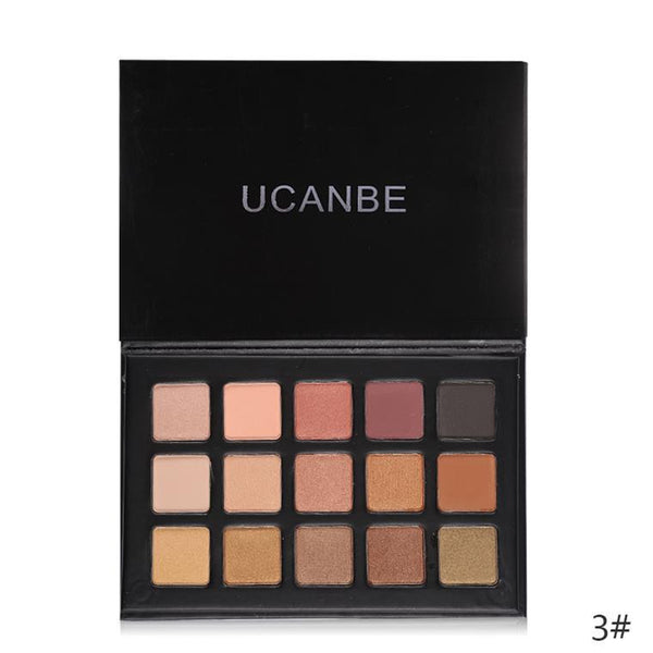 UCANBE Makeup Cosmetics Palette 15 Color Matte Pigment Eyeshadow Earth Color Shimmer Nude Eye Shadow Waterproof Eyebrow Powder