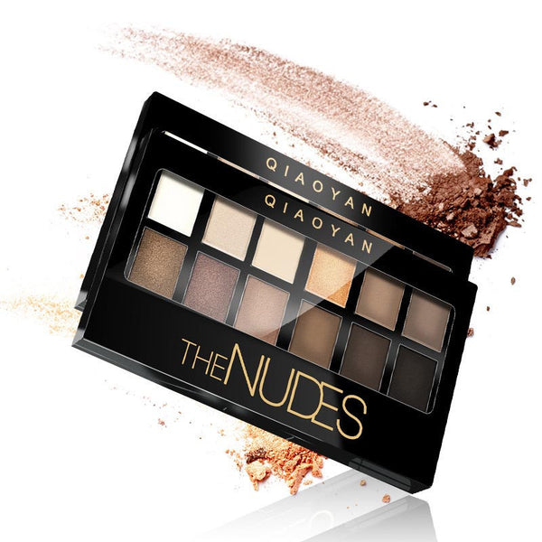 QIAOYAN The Nudes 12 Colors Matte Glitter Eye Shadow Palette