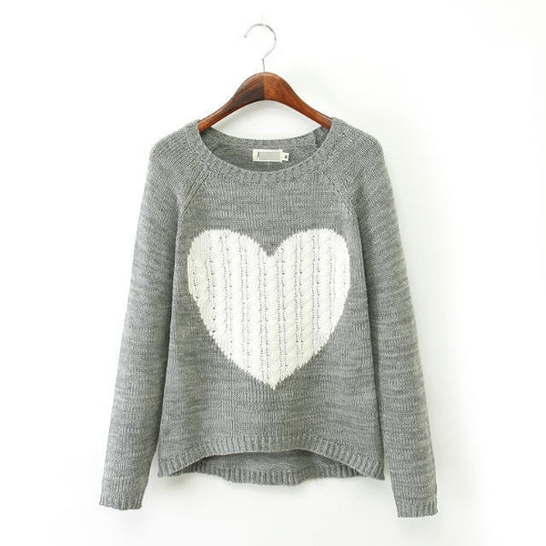 New Brand Fashion winter Women Heart Sweater Irregular Kitting pullover