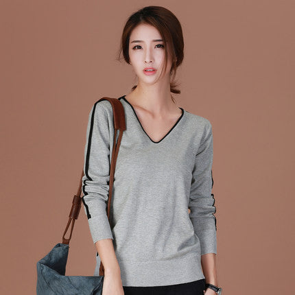 New Brand Women Clothing Autumn and Winter Women Fashion Knit Sweater Casual Loose Long Sleeved V-Neck Pullover