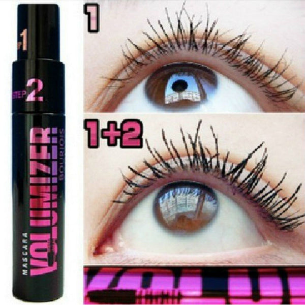 Brand VOLUMIZER Long Curling Mascara 3D Fiber Eye Lashes 1+2 MakeUp Dense Slim Extension Waterproof  Mascara